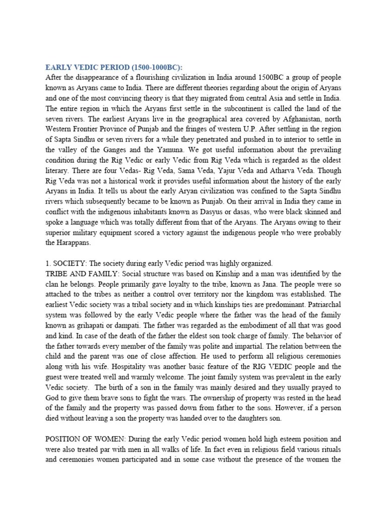 Early Vedic Period | PDF | Vedas | Cattle