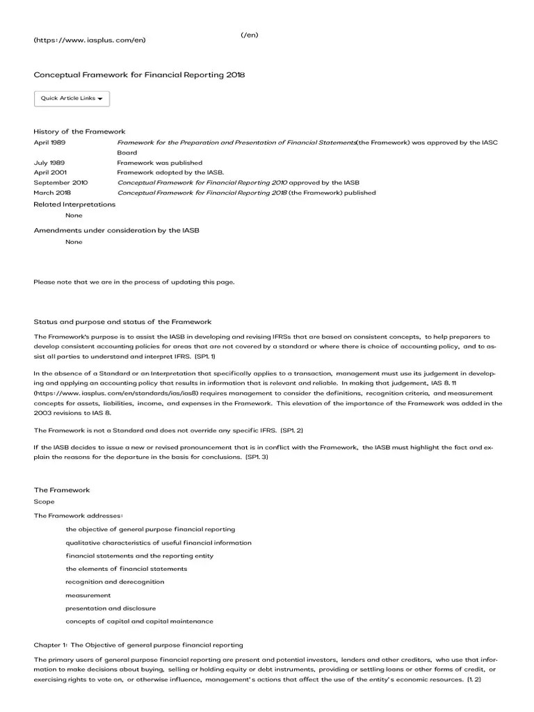 Conceptual Framework For Financial Reporting 2018 | PDF | Equity (Finance) | Expense