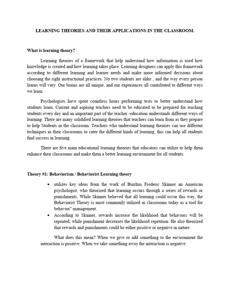 Learning Theories And Their Applications In The Classroom | PDF ...
