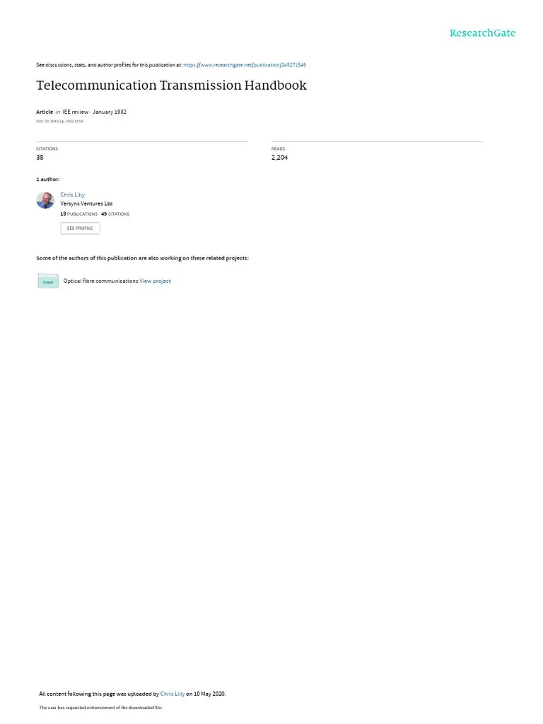 Telecommunication Transmission Handbook | PDF | Laser | Telecommunications