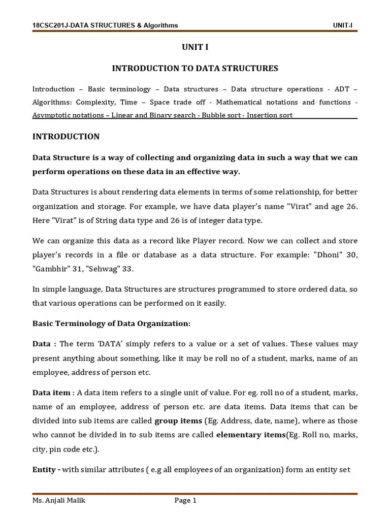 Dsa Unit-1 | PDF | Queue (Abstract Data Type) | Time Complexity