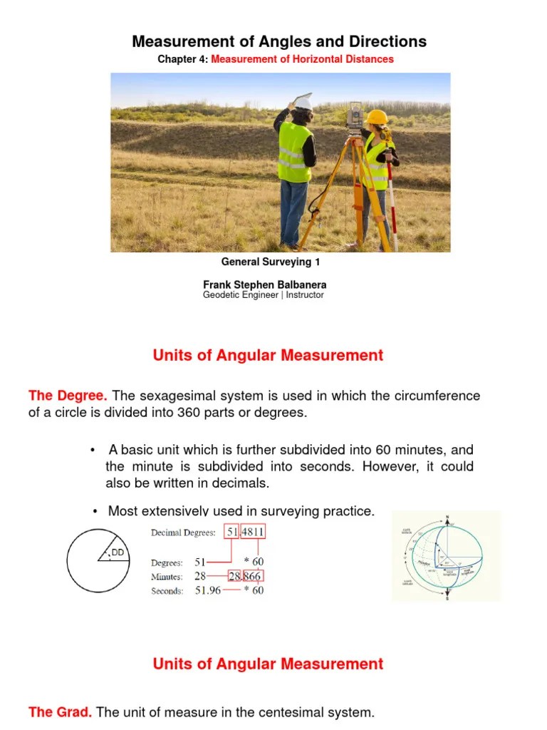 CHAPTER 4 - Measurement Of Angles And Directions | PDF | Minute And ...