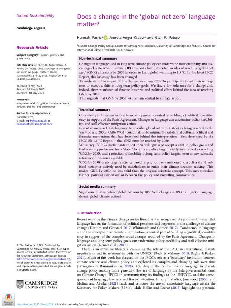 Does A Change In The Global Net Zero Language Matter | PDF | Climate Change Mitigation ...