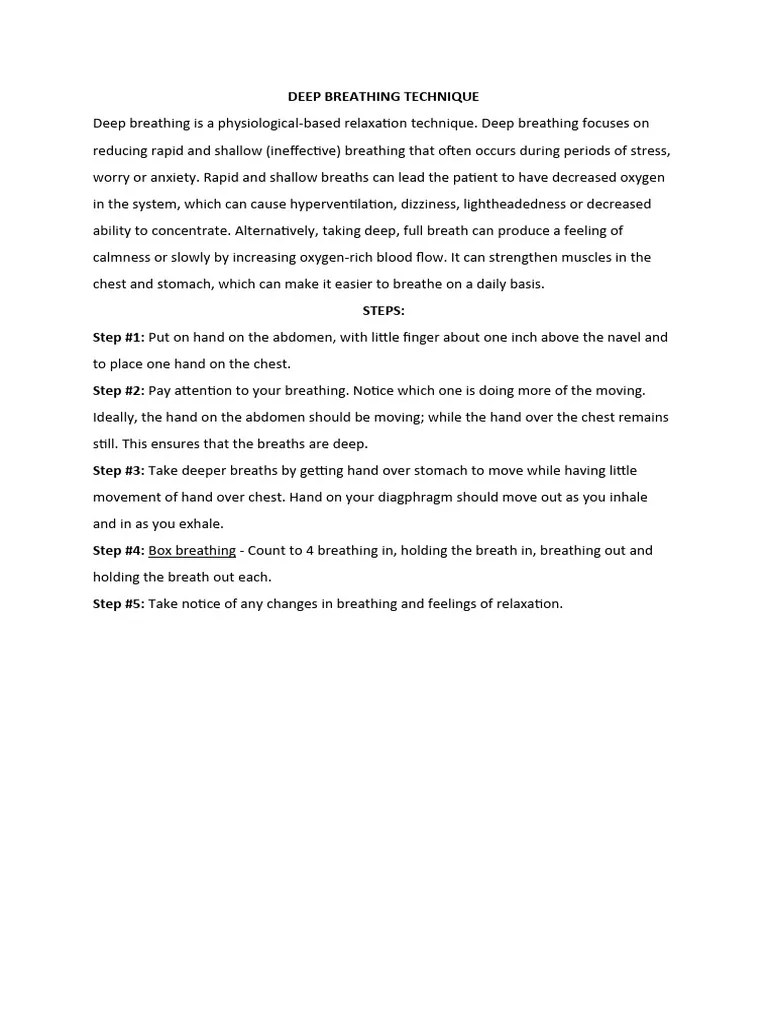 Deep Breathing Technique | PDF