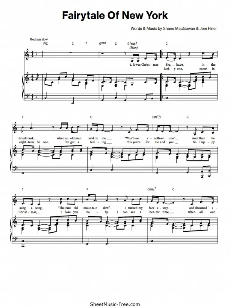 Fairytale Of New York Sheet Music The Pogues Kirsty MacColl SheetMusic | PDF