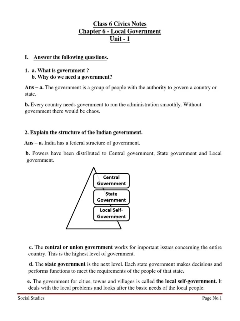 Local Self-Government Notes - 1 | PDF | Government Of India | Government