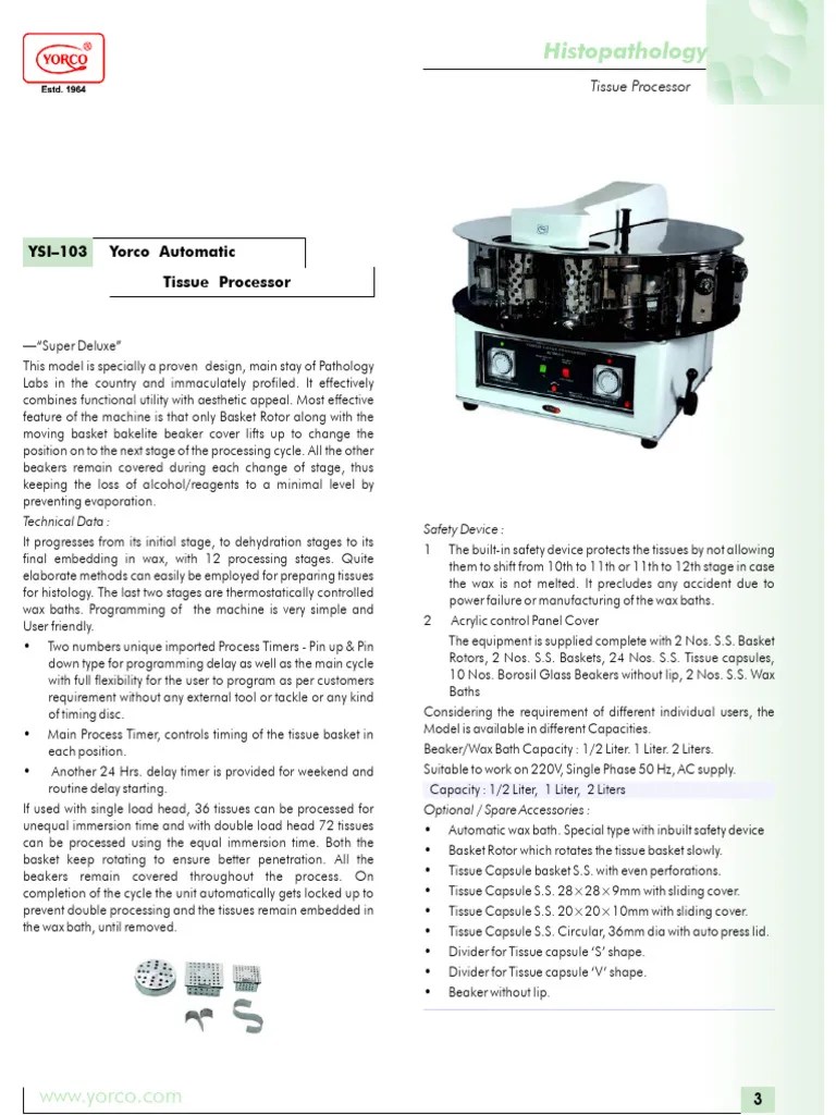 Tissue Processor | Download Free PDF | Histology | Histopathology