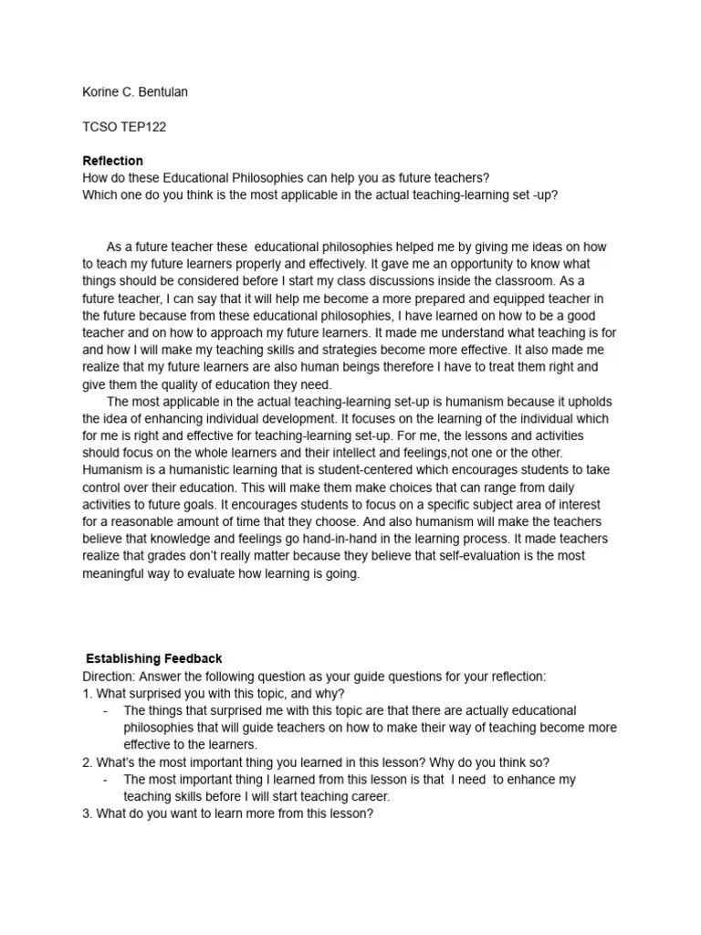 Module 1 Reflective Journal | PDF | Learning | Philosophy Of Education