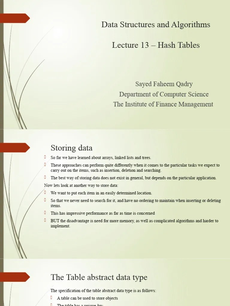 Dsa Lecture 13 Hash Tables | PDF | Password | Algorithms And Data ...