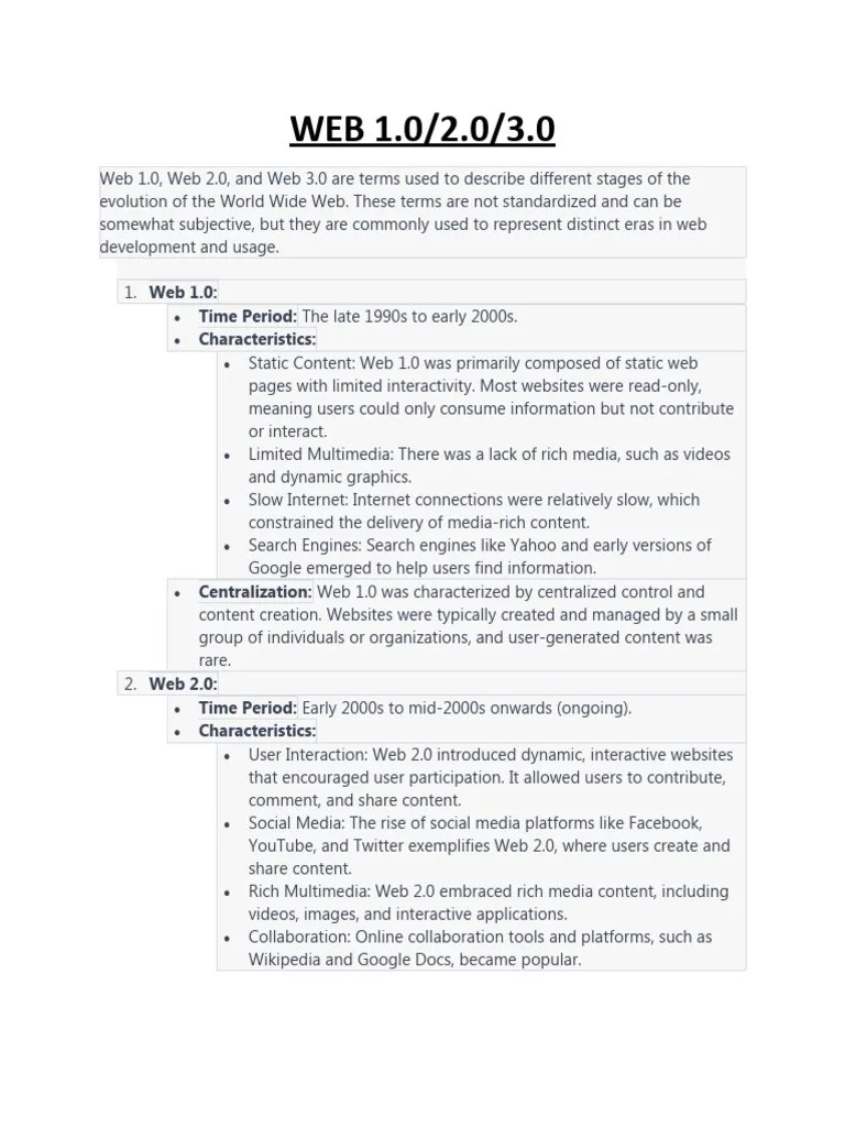 WEB 1,2 And 3 | PDF | Web 2.0 | World Wide Web