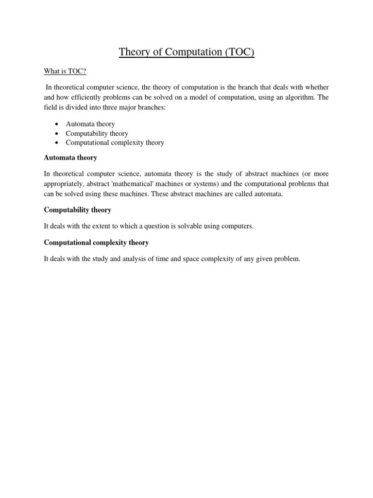 Theory Of Computation | PDF