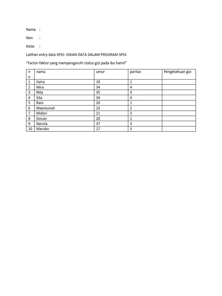 Latihan Soal Entry Data Spss | PDF