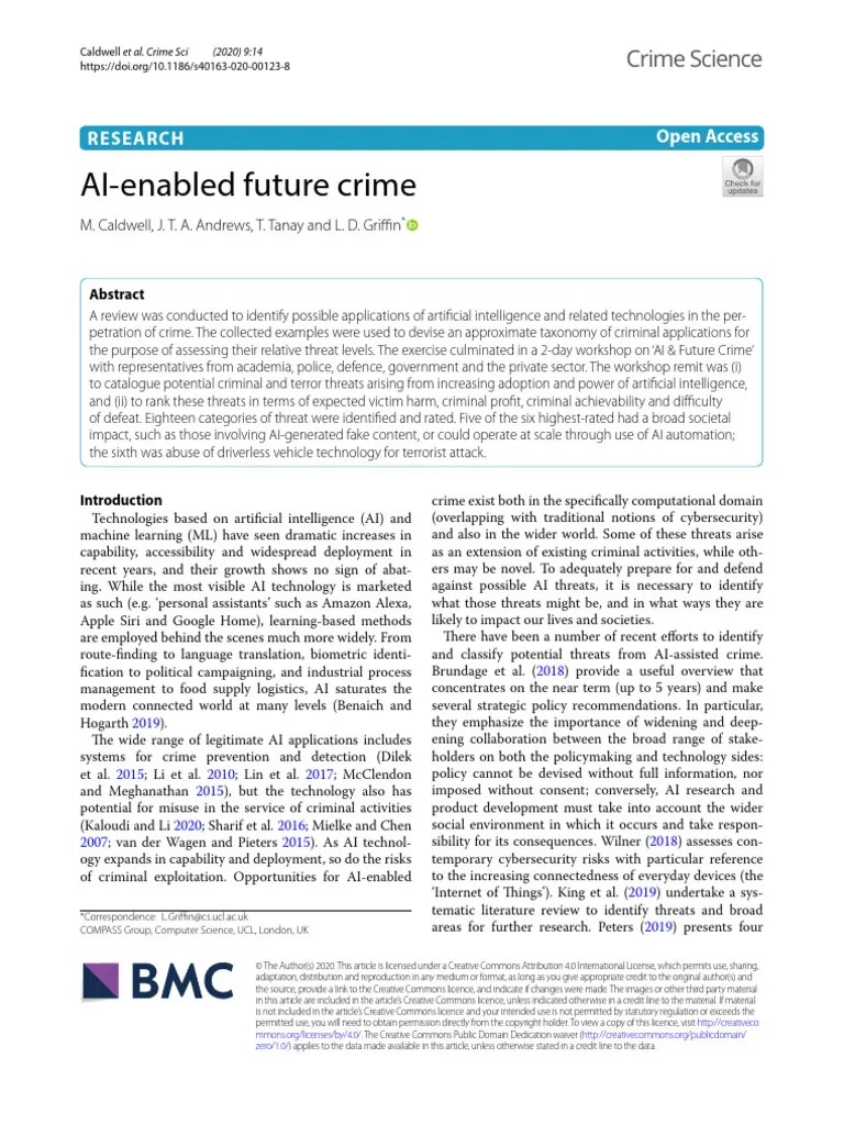 AI-Enable Fuiture Crime | PDF | Artificial Neural Network | Machine ...