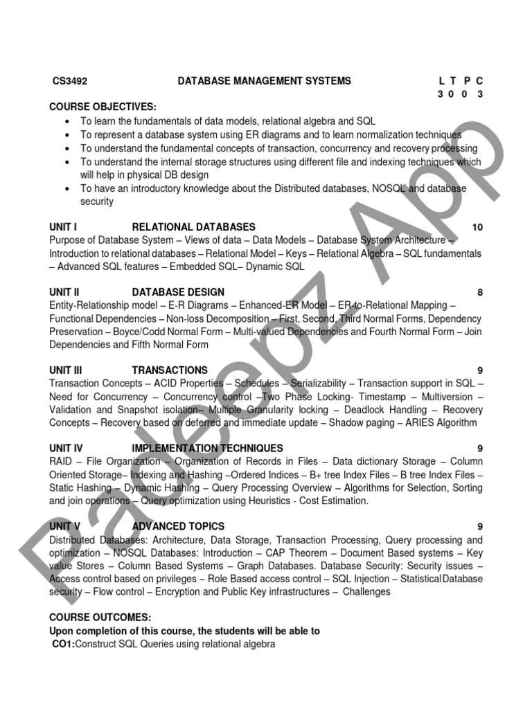 CS3492 Syllabus | PDF