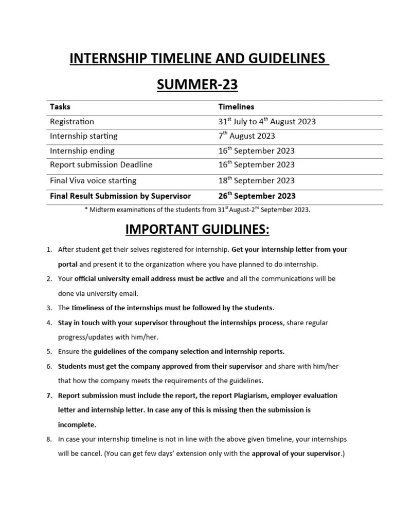 Internship Timelines | PDF