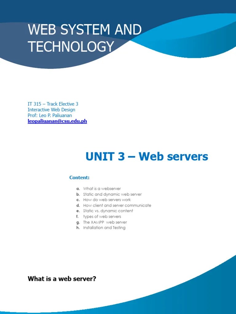 UNIT 3-Web Servers | PDF | Networking | Internet & Web