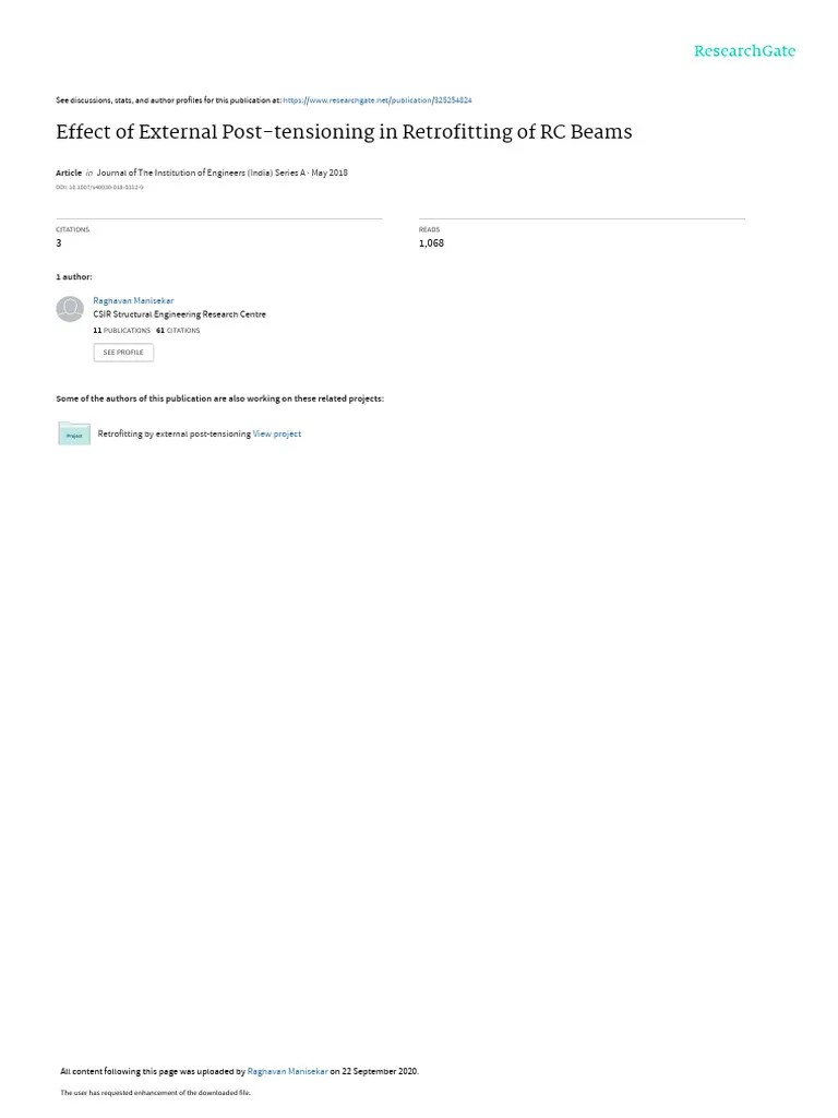 Effect Of External Post-Tensioning In Retrofitting Of RC Beams | PDF ...