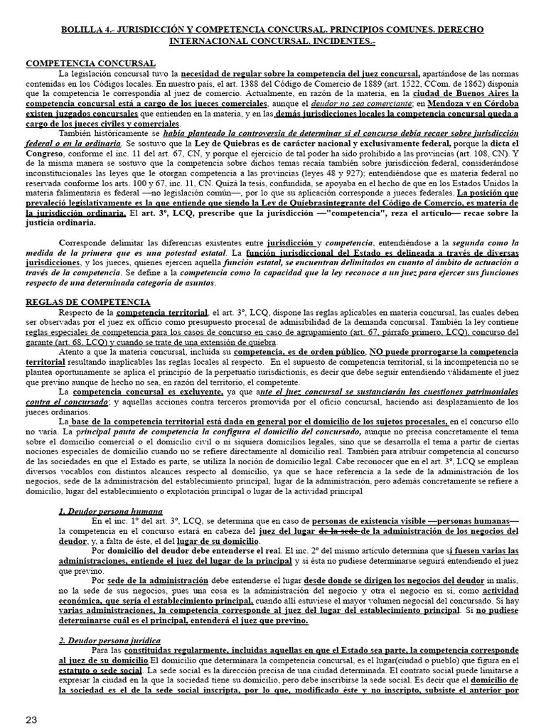 U4. Concursal | PDF | Bancarrota | Jurisdicción