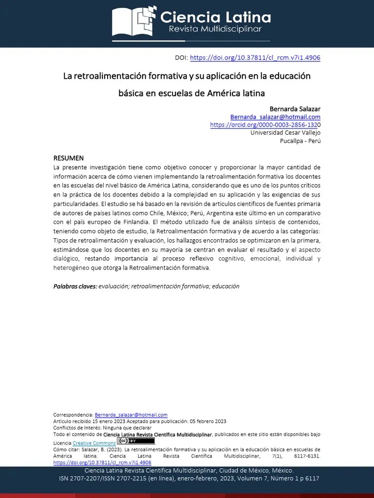 La Retroalimentacion Formativa Y Su Aplicacion En | PDF | Enseñando ...