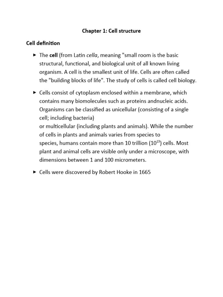 Chapter 1 Cell Structure | PDF | Endoplasmic Reticulum | Chloroplast