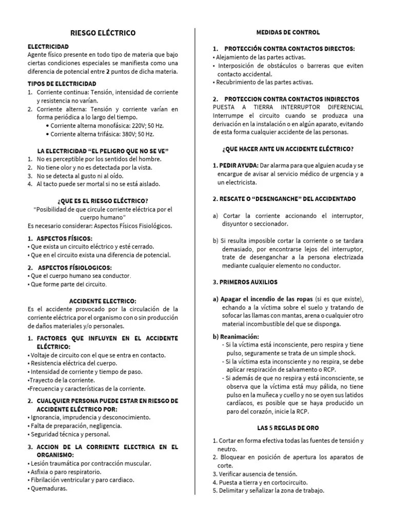 RIESGO ELÉCTRICO | PDF | Corriente Eléctrica | Reanimación Cardiopulmonar