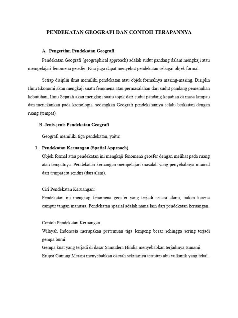 Pendekatan Geografi Dan Contoh Terapannya Pdf