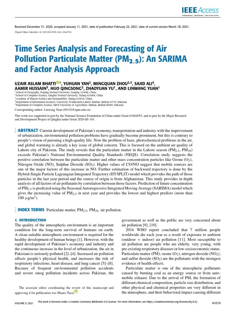 Time Series Analysis And Forecasting Of Air Pollution Particulate Matter PM2.5 An SARIMA And ...