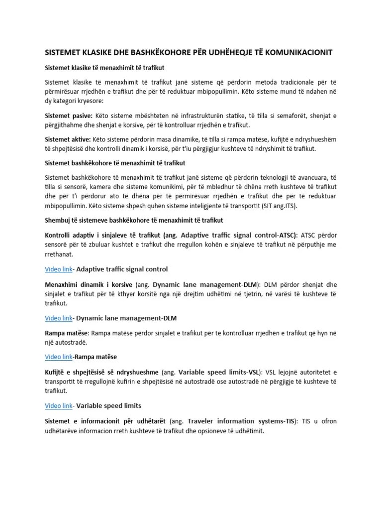 Sistemet Klasike Të Menaxhimit Të Trafikut Janë Sisteme Që P | PDF