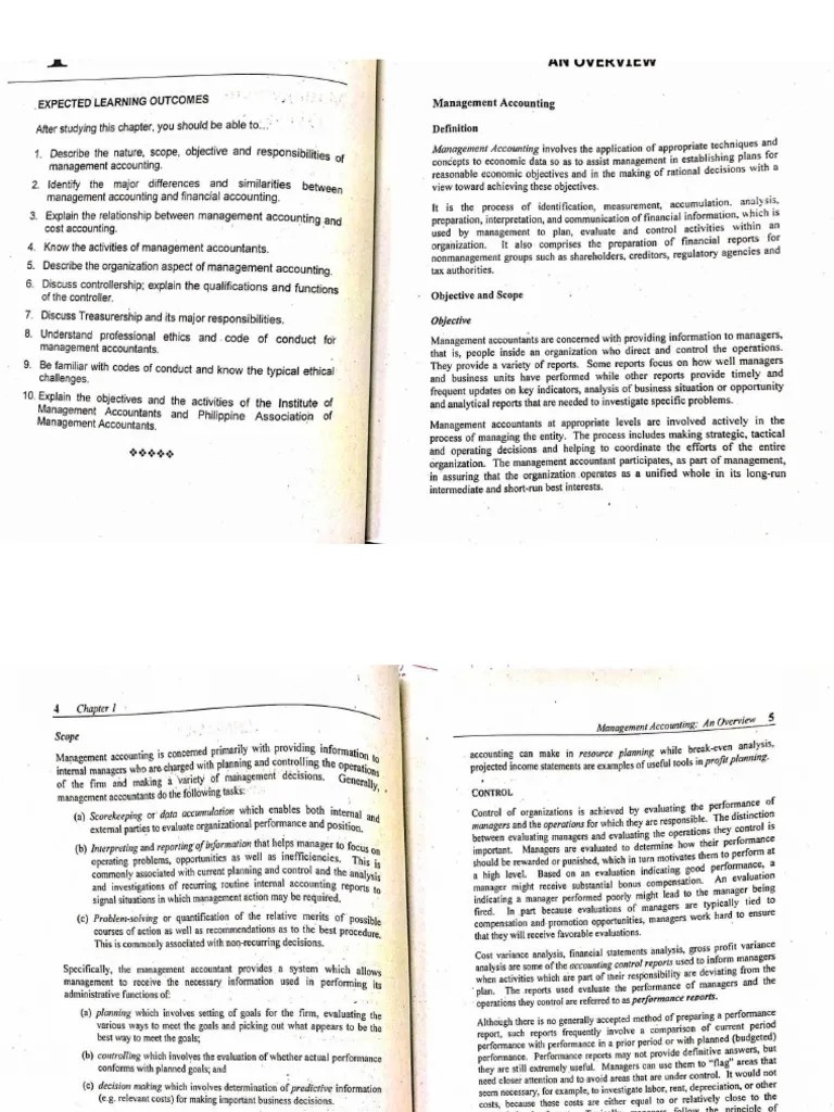 Management Accounting - Chapter I An Overview | PDF