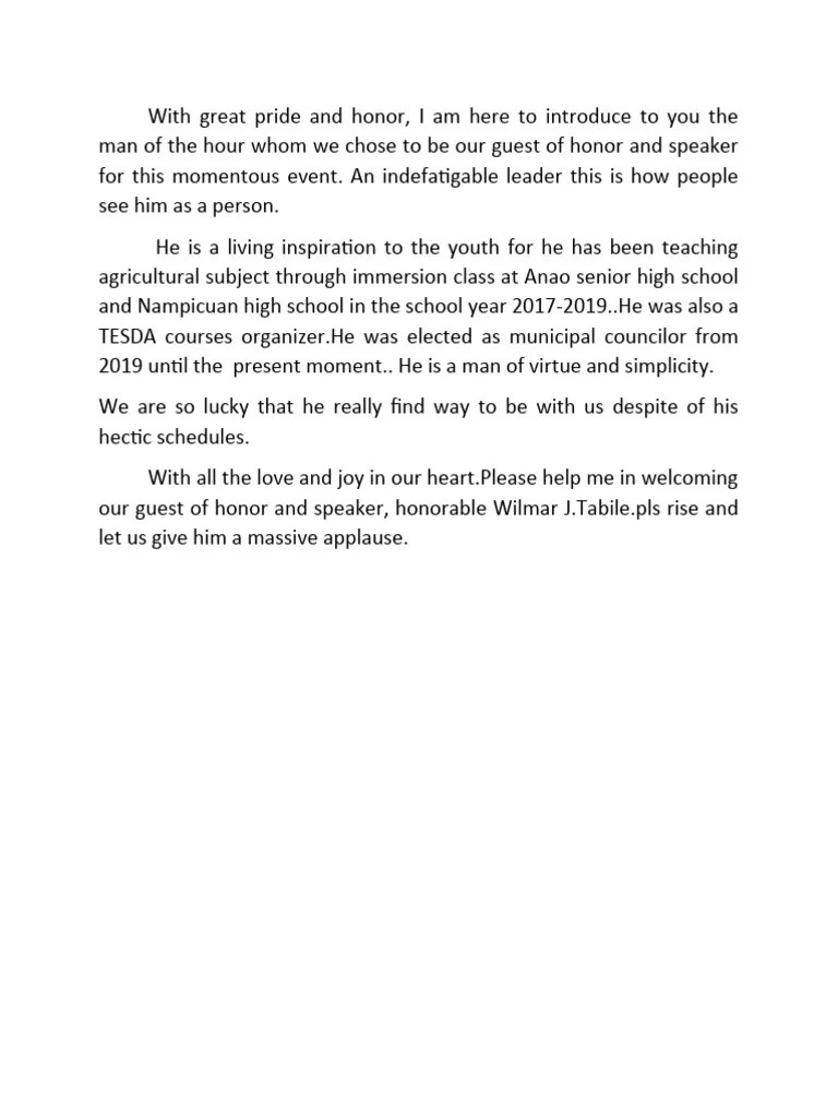 Introduction Of Guest Of Speaker | PDF