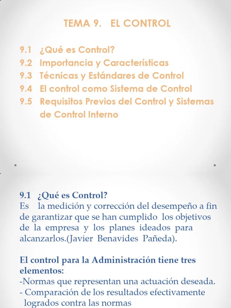 TEMA 9 Control, Diapositivas | PDF | Sistema De Control | Informática