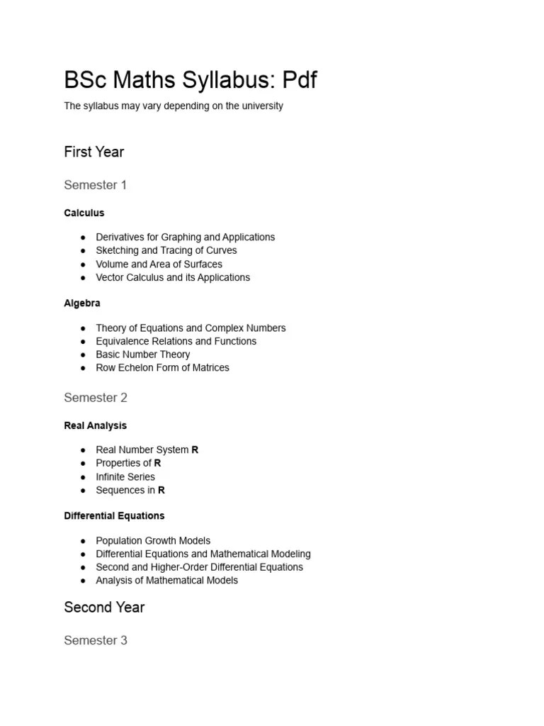 BSC Maths Syllabus - PDF | PDF | Partial Differential Equation | Group ...