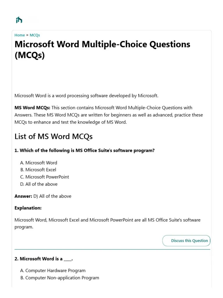 MS Word MCQs For Beginners & Experts | PDF | Microsoft Word | Letter Case