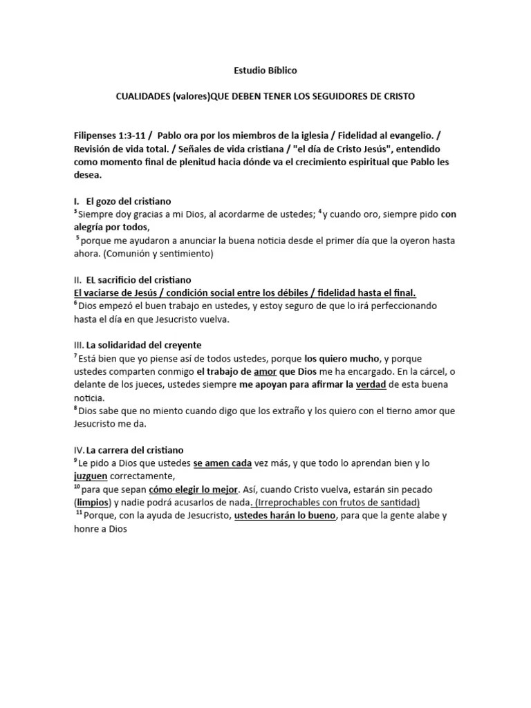 Estudio Biblico Filipenses 1,3-11 | PDF