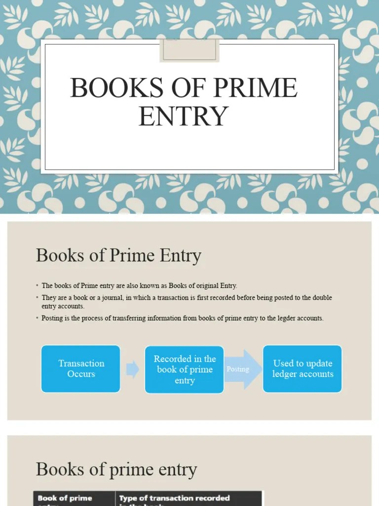 Books Of Prime Entry | PDF | Debits And Credits | Bookkeeping
