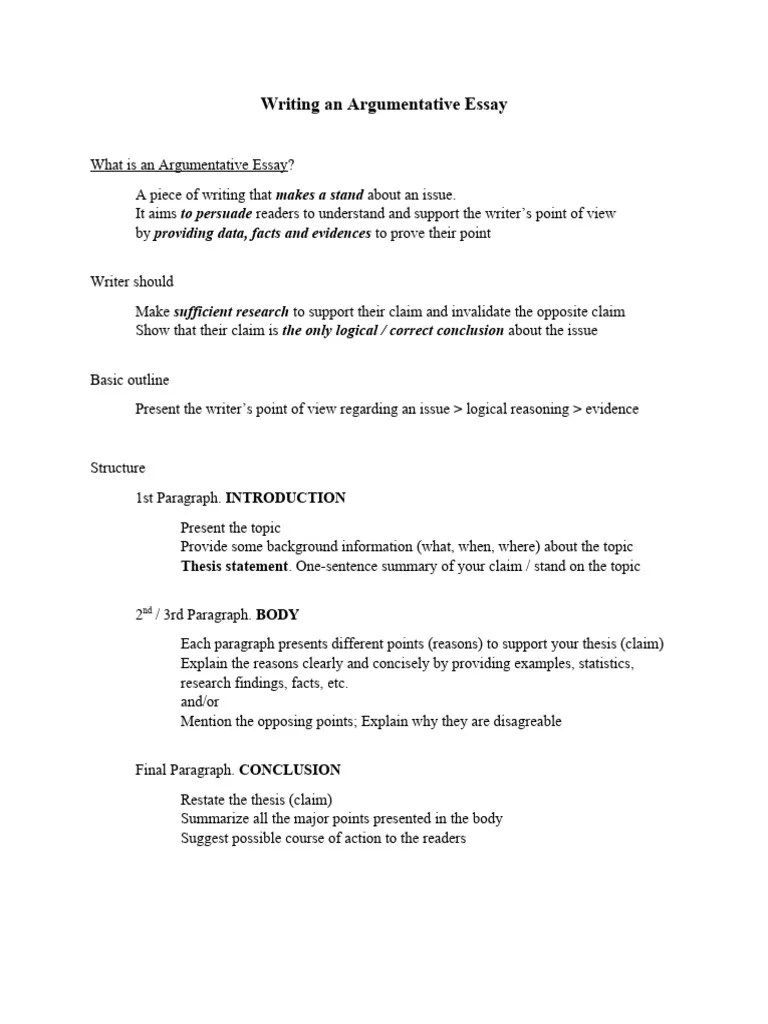 Guidelines Writing Argumentative Essay | PDF | Capital Punishment ...