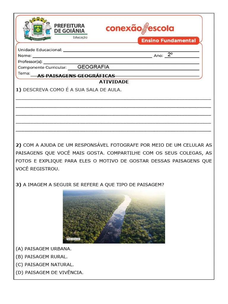 Atividade 06 - As Paisagens Geográficas | PDF | Métodos E Materiais De ...