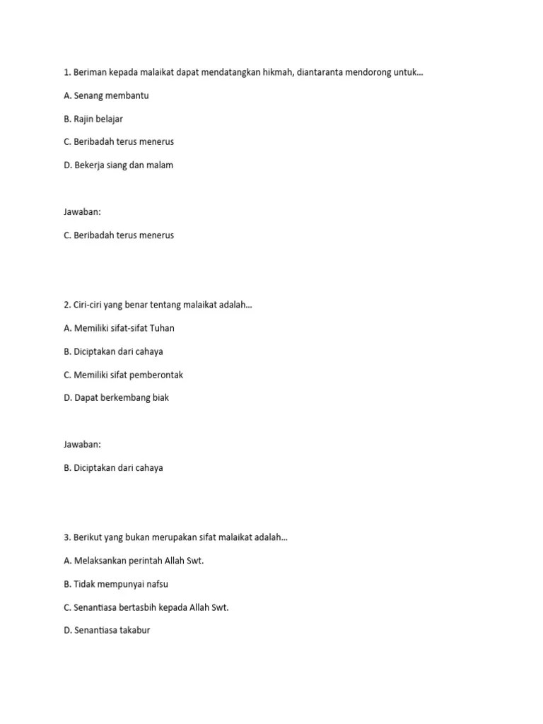 Soal Iman Kepada Malaikat | PDF