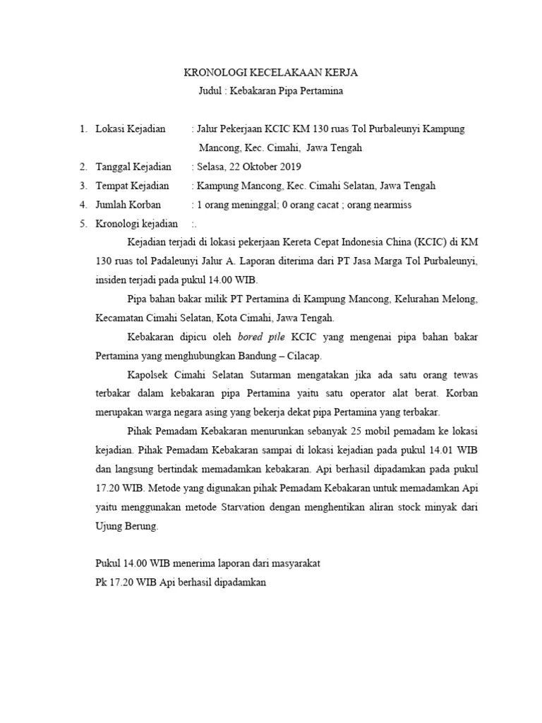 KRONOLOGI KECELAKAAN KERJA - Riko Naufal Umpratama | PDF
