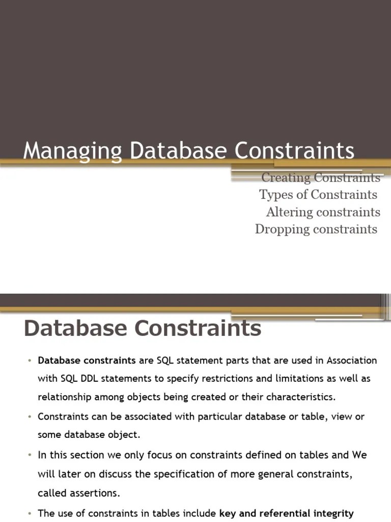 Managing Database Constraints | Download Free PDF | Relational Database ...