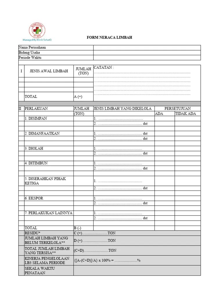 Form Neraca Limbah | PDF | Teknologi & Rekayasa