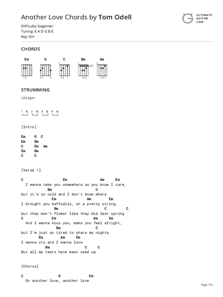 Another Love Chords By Tom Odelltabs At Ultimate Guitar Archive | PDF