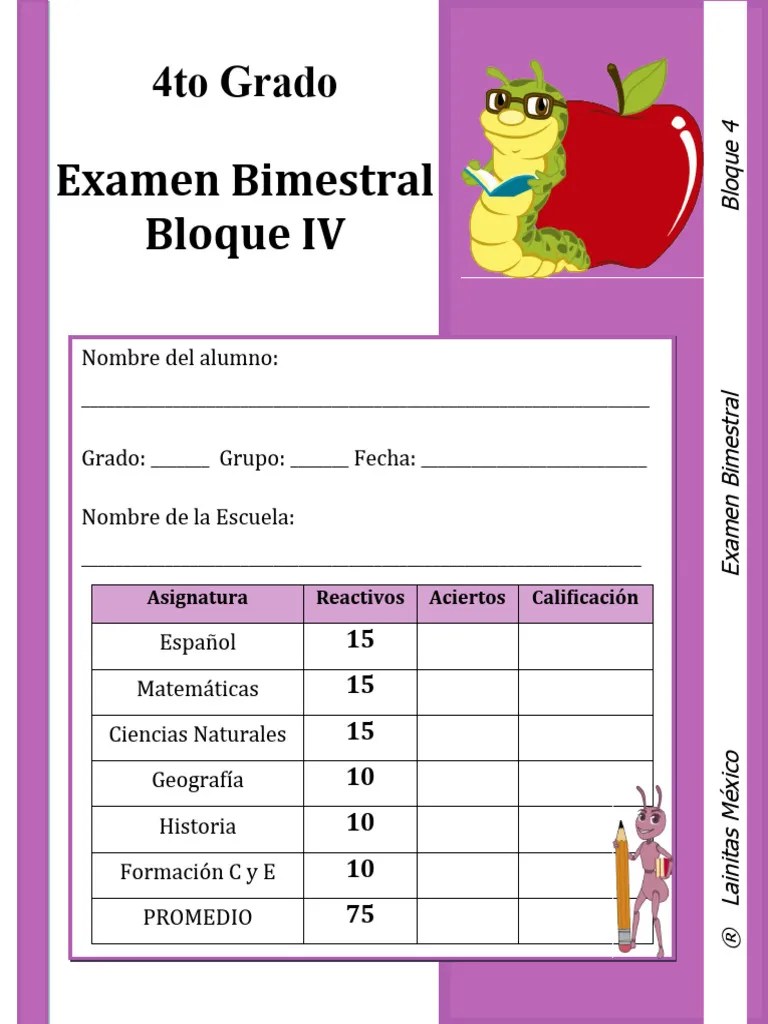 Examen 4to Grado Bloque 4 | PDF