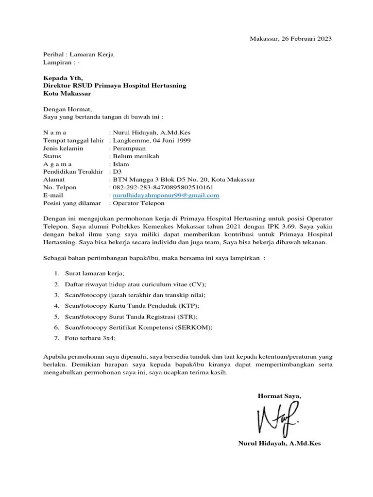 Primaya Hospital Hertasning - Nurul Hidayah | PDF