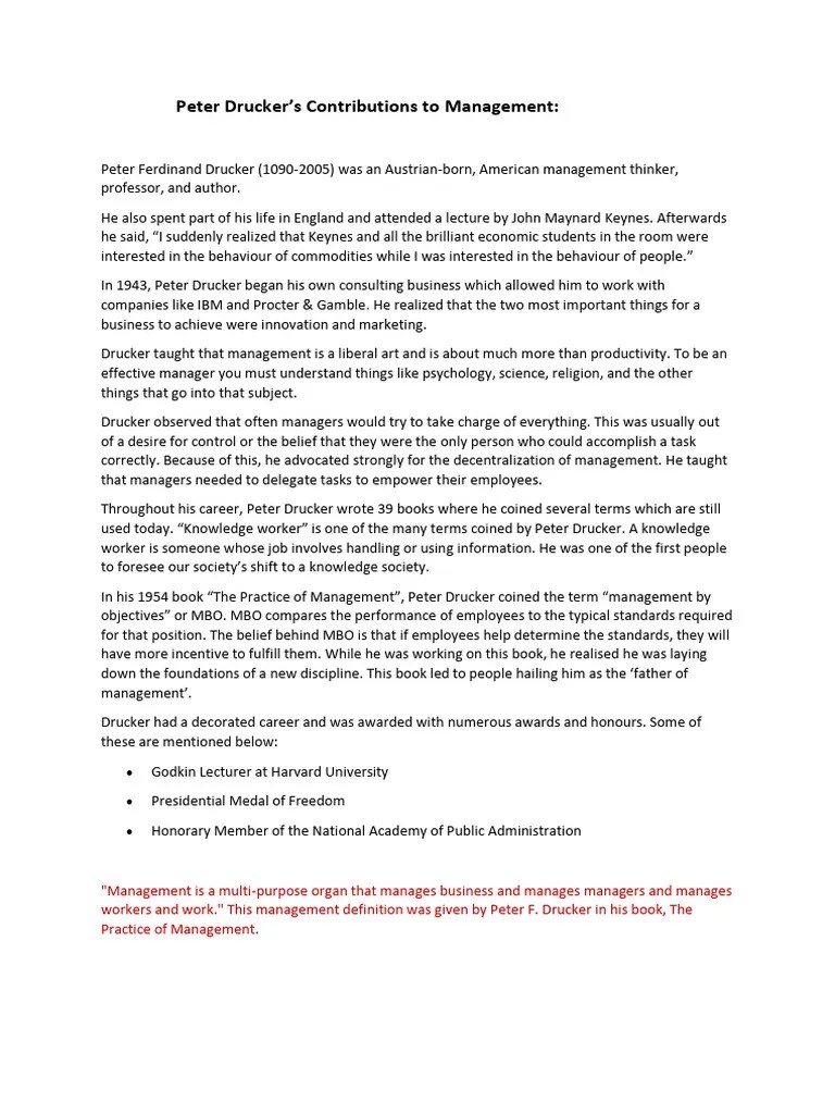 Peter Druckers Contribution | Download Free PDF | Employment | Cognition