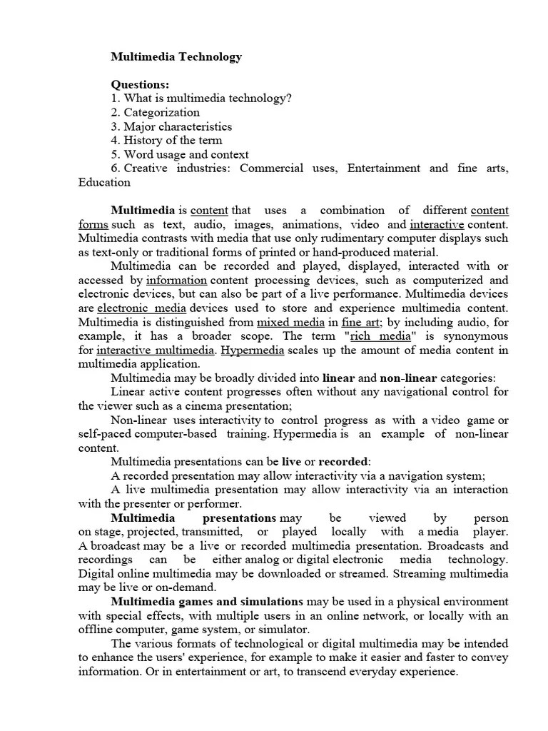 Multimedia Technology | PDF | Multimedia | Computing