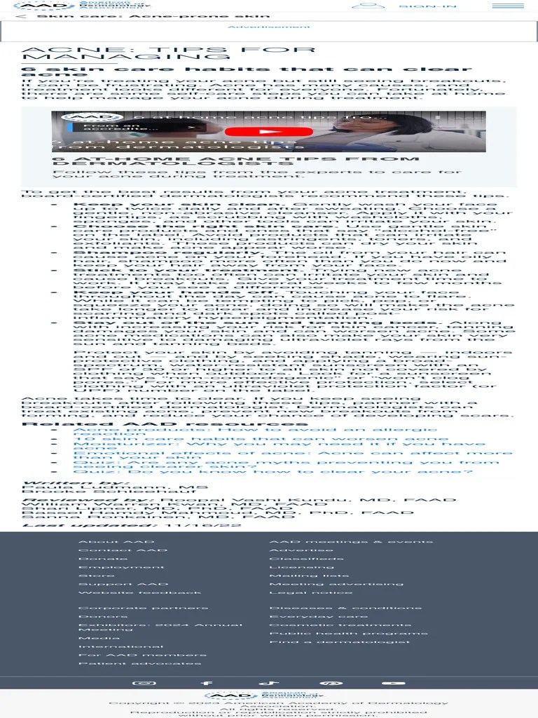 Acne Tips For Managing | PDF