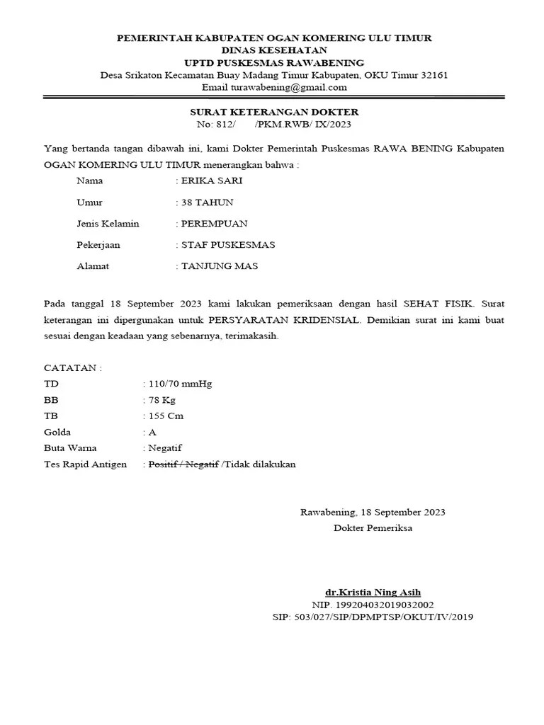 Surat Keterangan Dokter | PDF