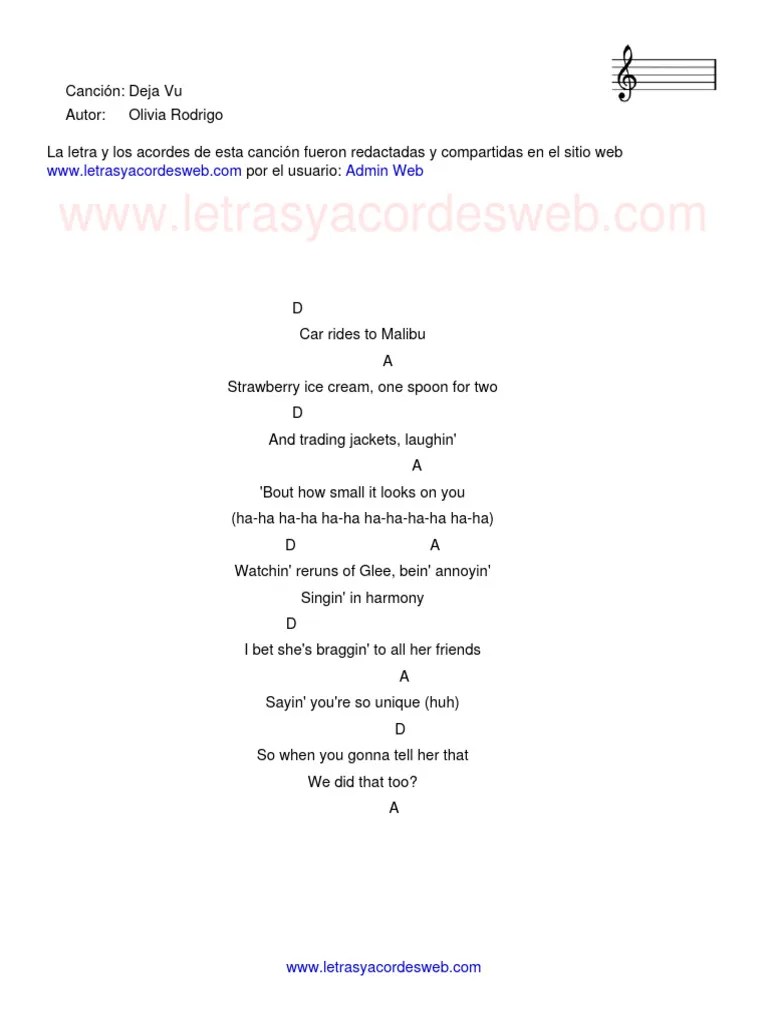 Deja Vu Olivia Rodrigo 1893 | PDF | American Musicians | American Songs