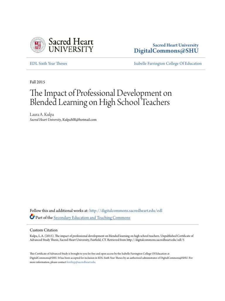 The Impact Of Professional Development On Blended Learning On Hi | PDF | Teachers | Educational ...